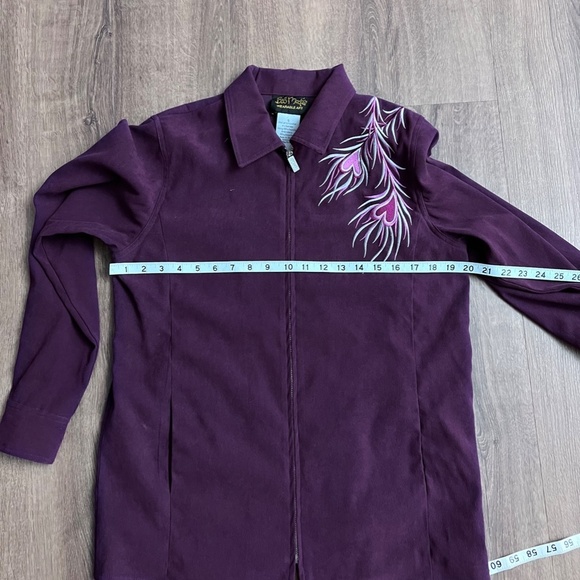 Bob Mackie Wearable Art Purple Firebird/Phoenix Embroidered Jacket and Pants Set - Picture 15 of 16